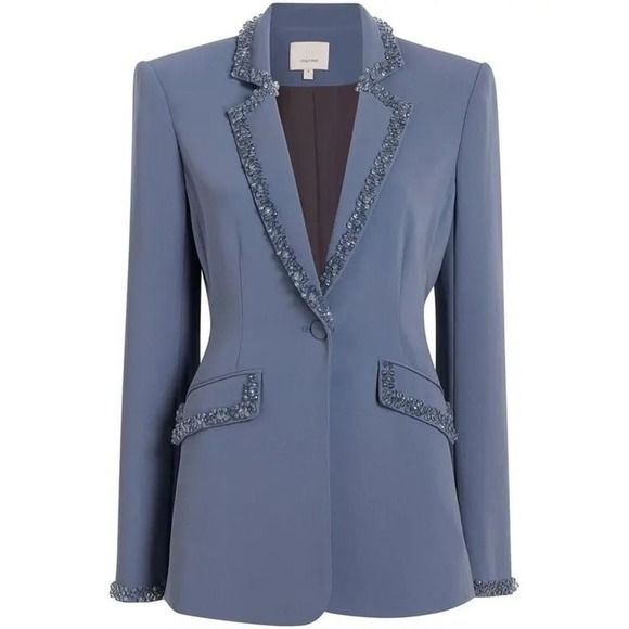 Cinq a Sept Kayden Beaded Blazer NEW Jacket Women's Size 0 $697 Blue Slate NWT - Picture 1 of 11